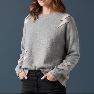FATE Gray Women's Sweater with Lightning Design Size S